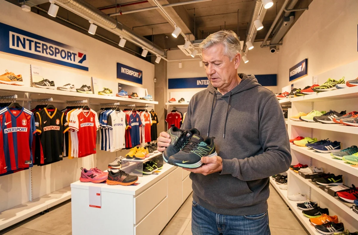 Intérieur de la boutique Intersport Paris Les Halles avec des équipements sportifs variés