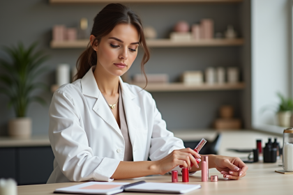 Artiste maquilleuse testant des rouges à lèvres