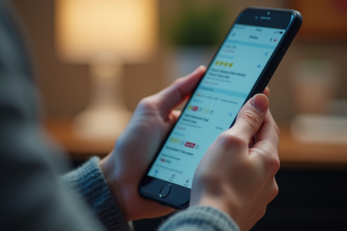 Gros plan sur un smartphone affichant une application d